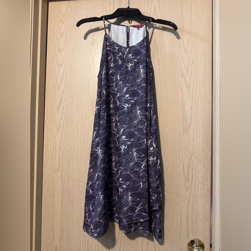 Krimson Klover Purple and White Abstract Wave Print Sleeveless Mini Dress size S